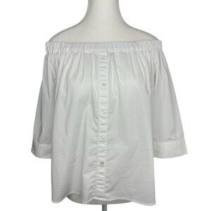 Vince Camuto Women’s White Off-Shoulder Resortwear 3/4 Sleeve Cotton Top XS/C36